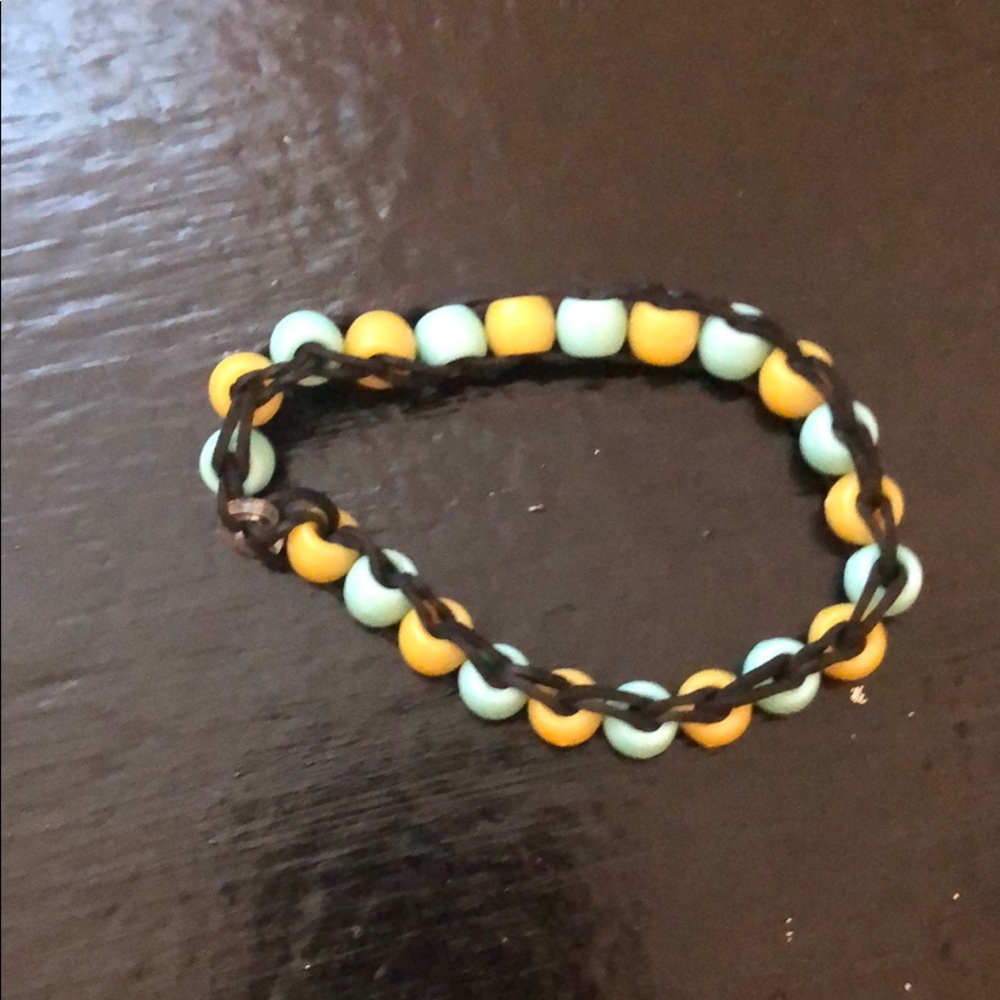 a Rainbow loom beaded bracelet